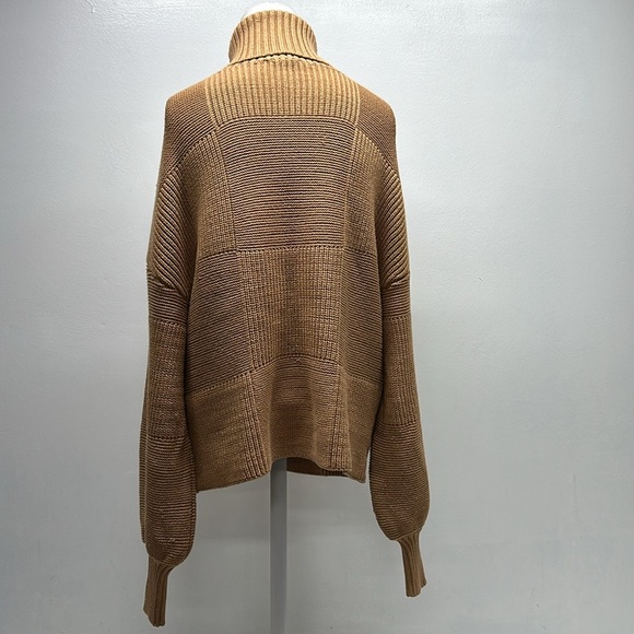 Staud Benny Sweater Roll Neck Turtleneck Long Sleeve Heavy Knit Beige Tan Small - Picture 4 of 9